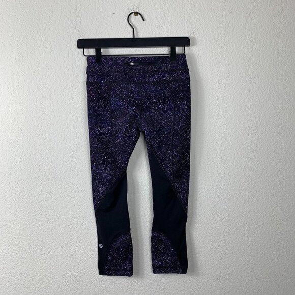 Lululemon Inspire Crop II Leggings Size 4 Purple Black Full On Luxtreme - Picture 6 of 10